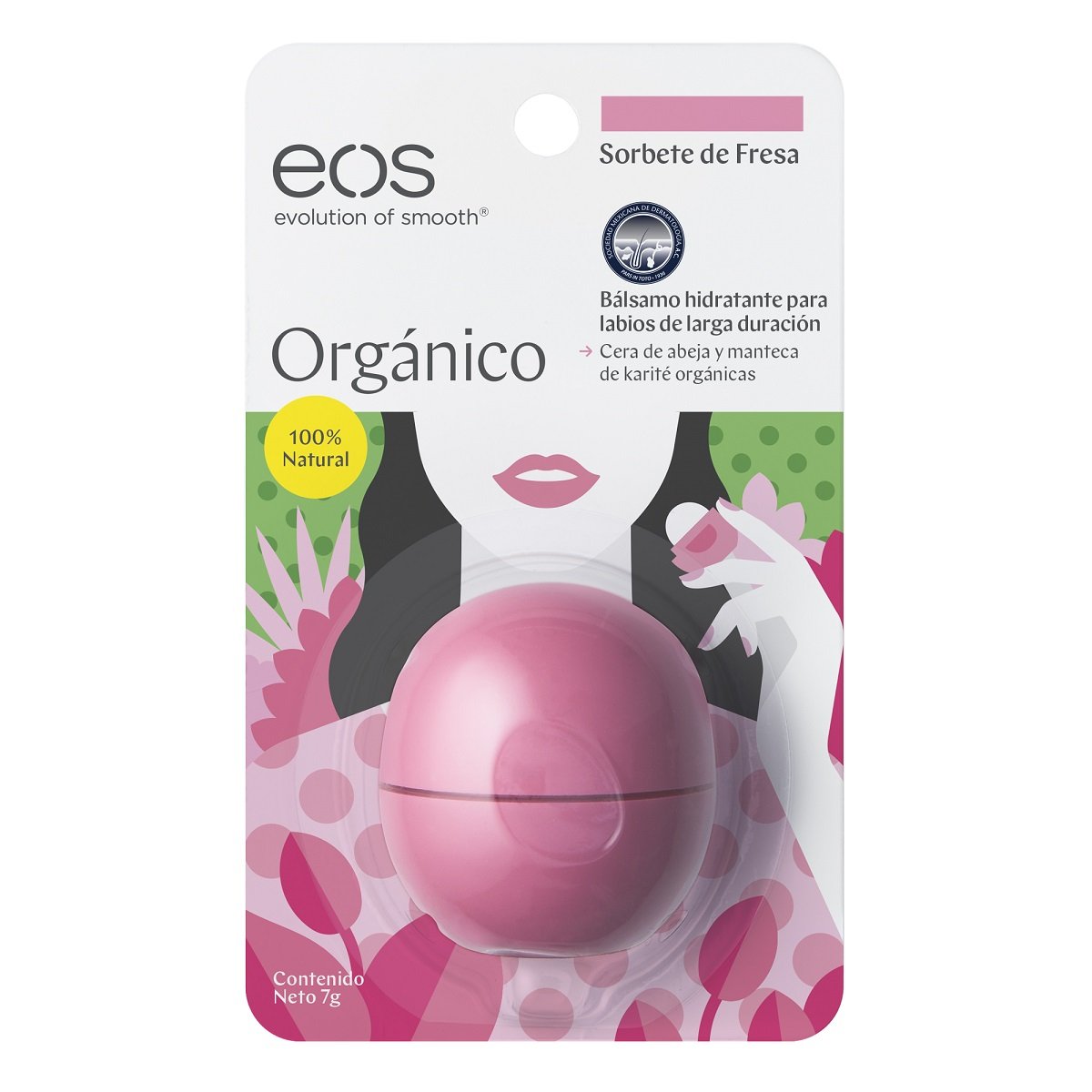 Esfera Bálsamo Orgánico para Labios Sorbete Fresa Eos