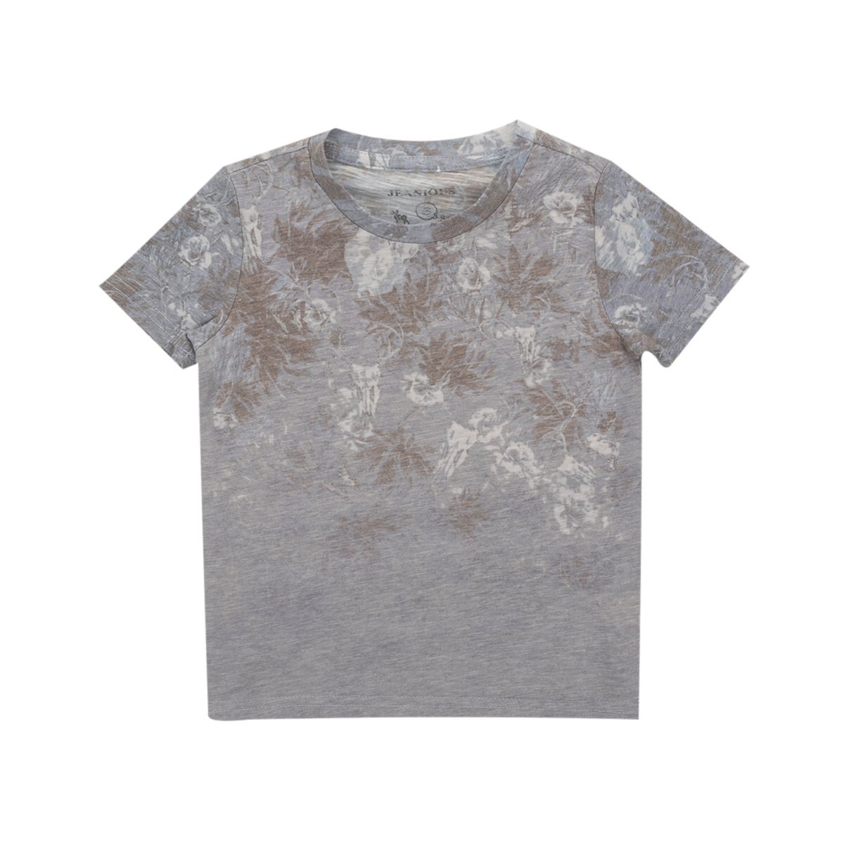 Playera Manga Corta con Estampado de Flores Color Rosa Combinado para Bebé