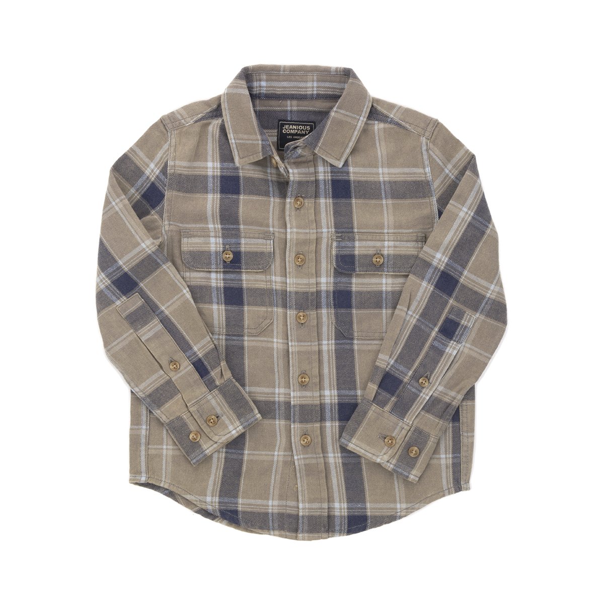 Camisa Manga Larga a Cuadros Color Azul para Bebé