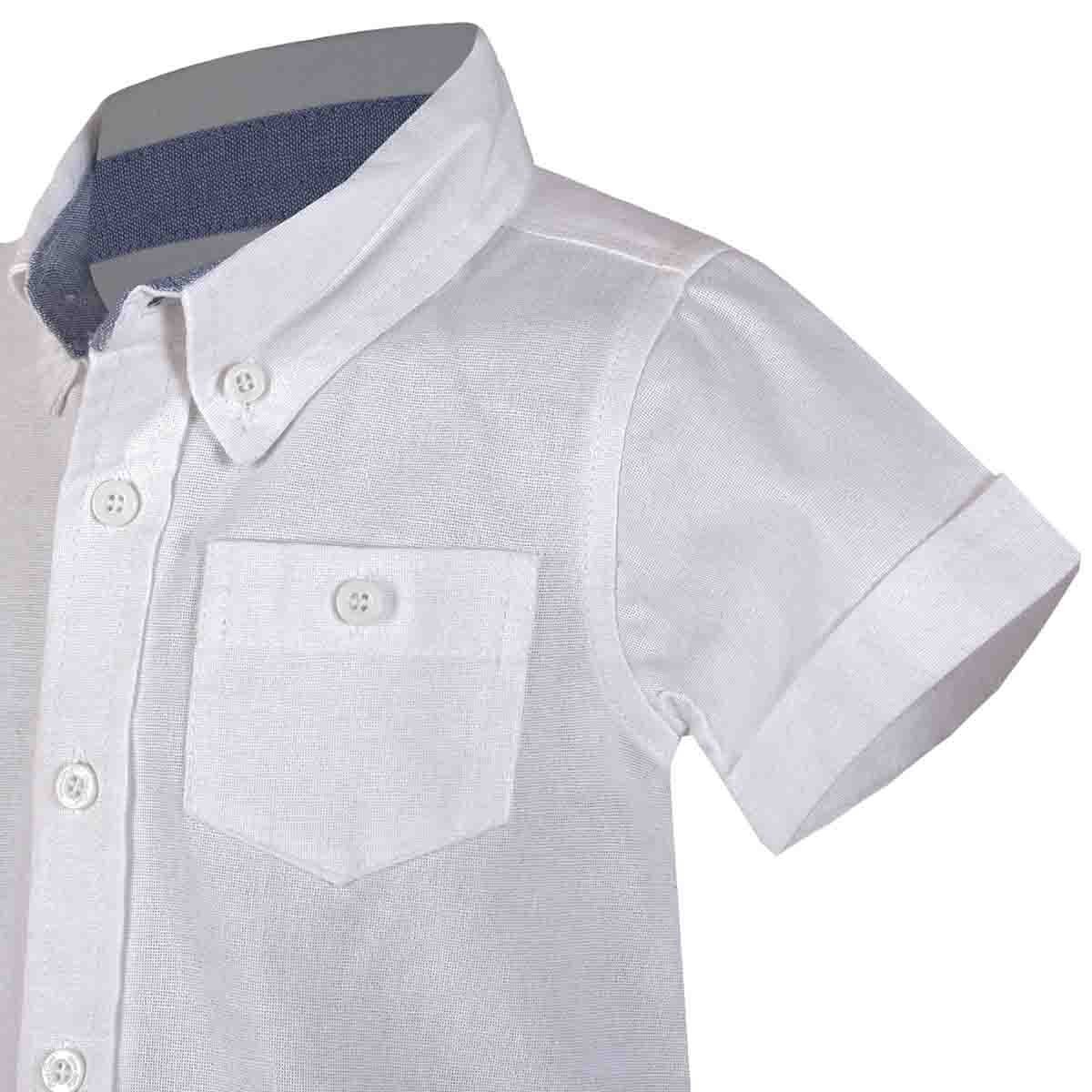 Camisa Manga Corta Color Azul Combinado Carosello