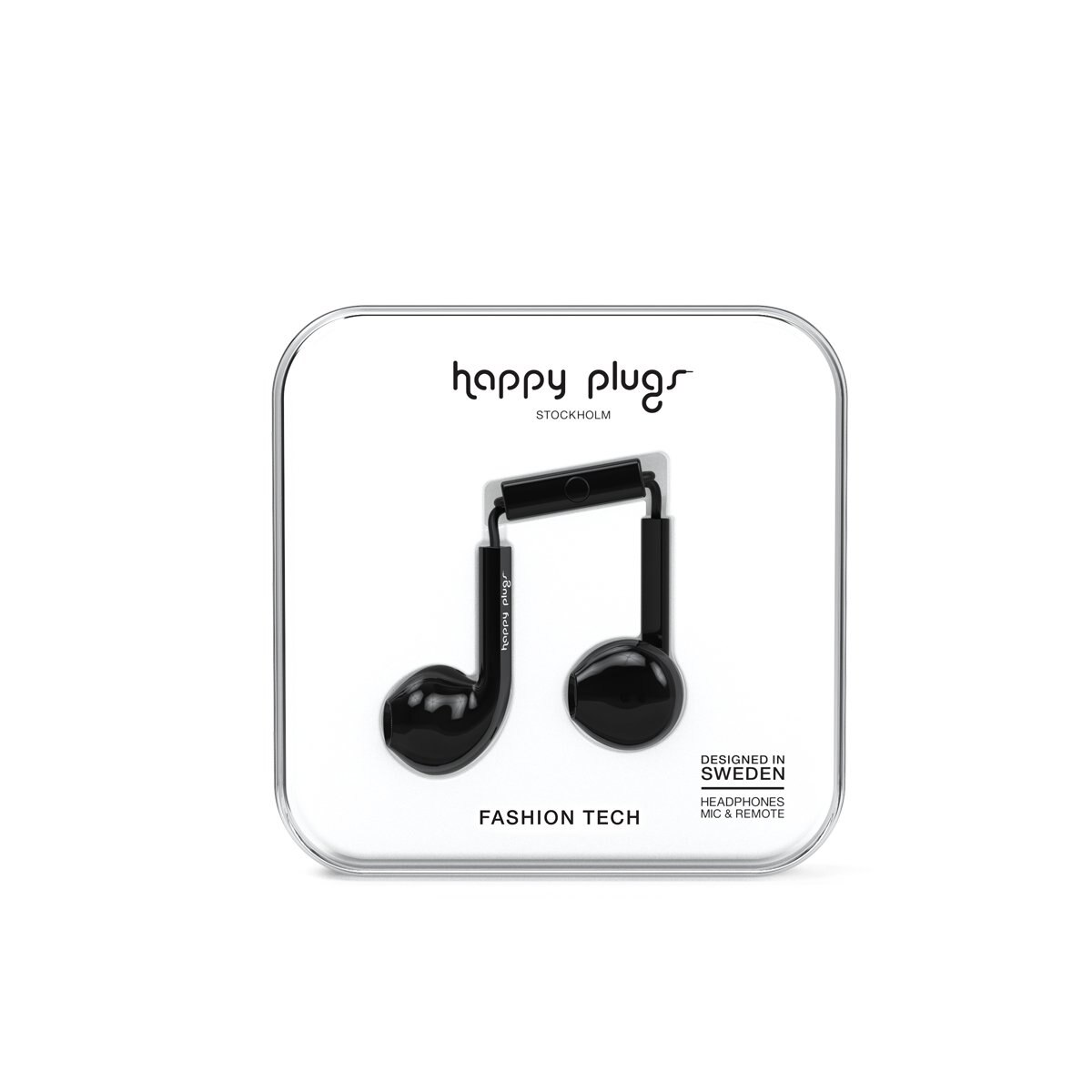 Audífonos C/micrófono Earbud Plus Negro Happy Plugs