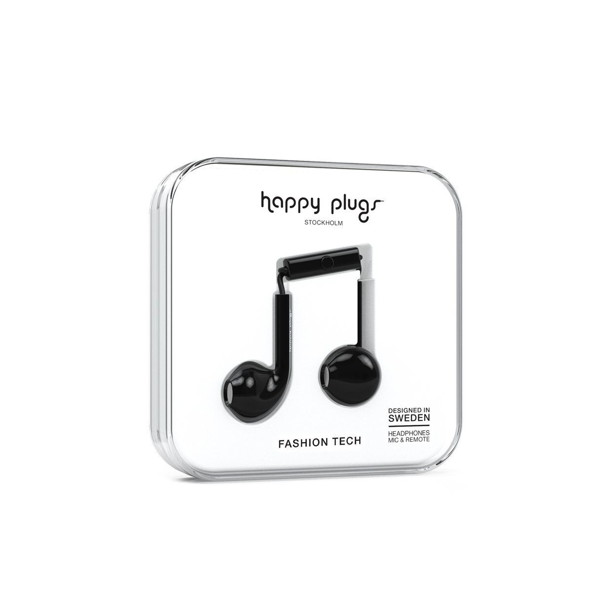 Audífonos C/micrófono Earbud Plus Negro Happy Plugs