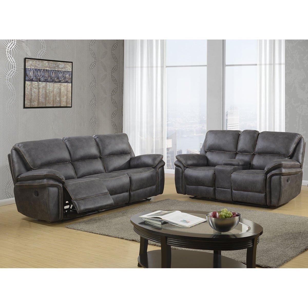 Sala 3-2 Berlín Sofá y Love Seat con Reclinables Global Furniture