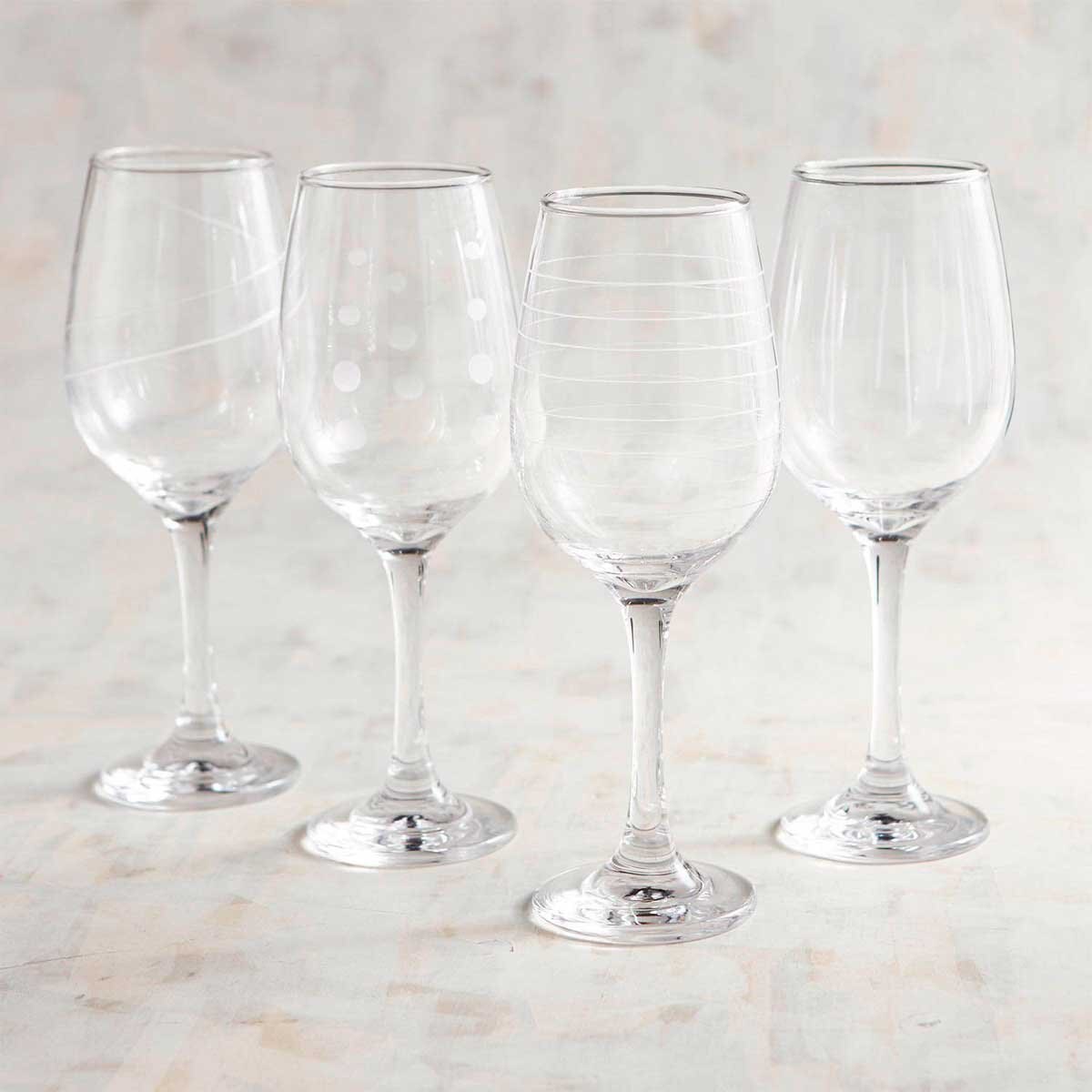 Copas Vino Clear Asst Etched Goblet Pier 1 Imports - 4 Piezas
