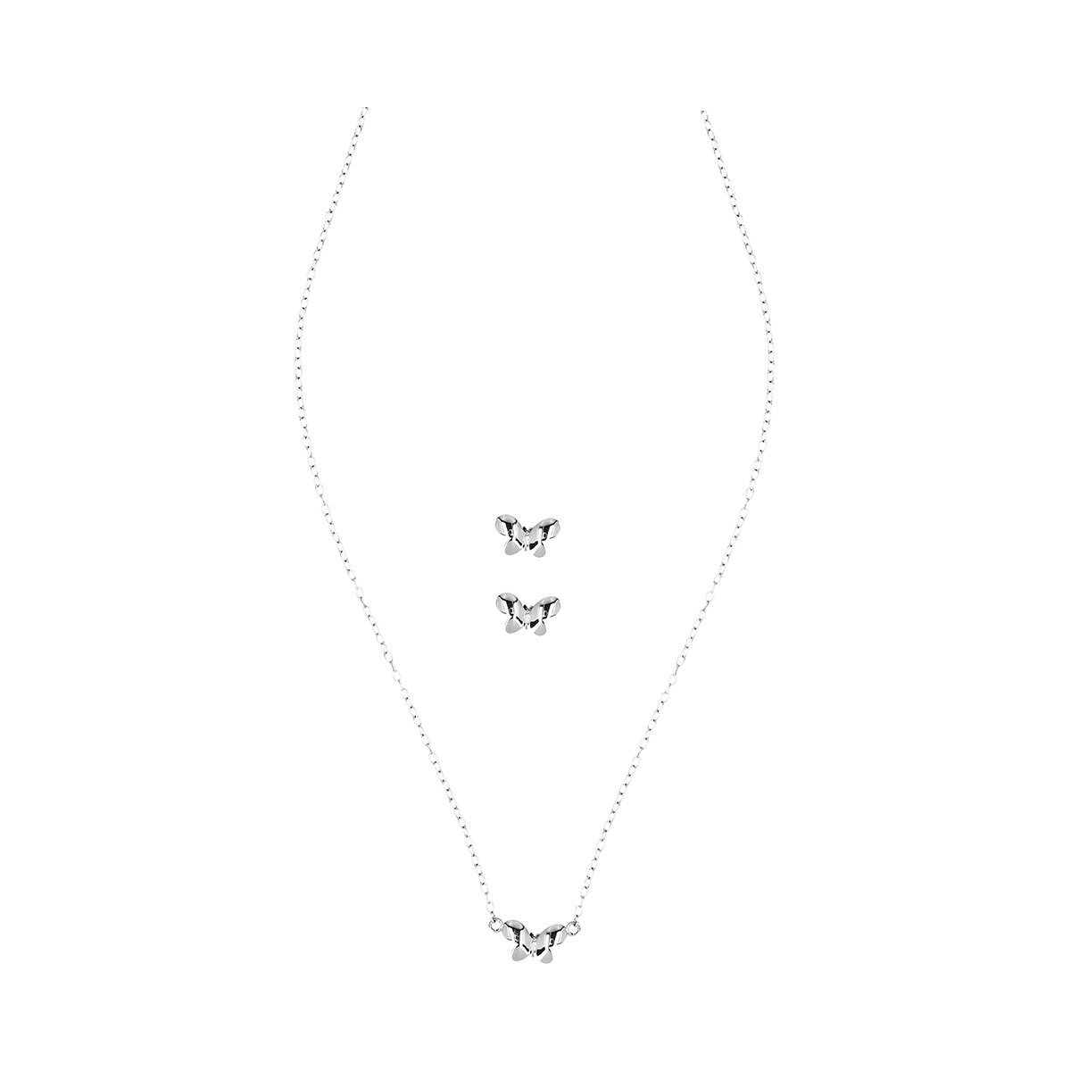 Juego de Dije con Cadena y Aretes de en Plata Joyas Del Corazón