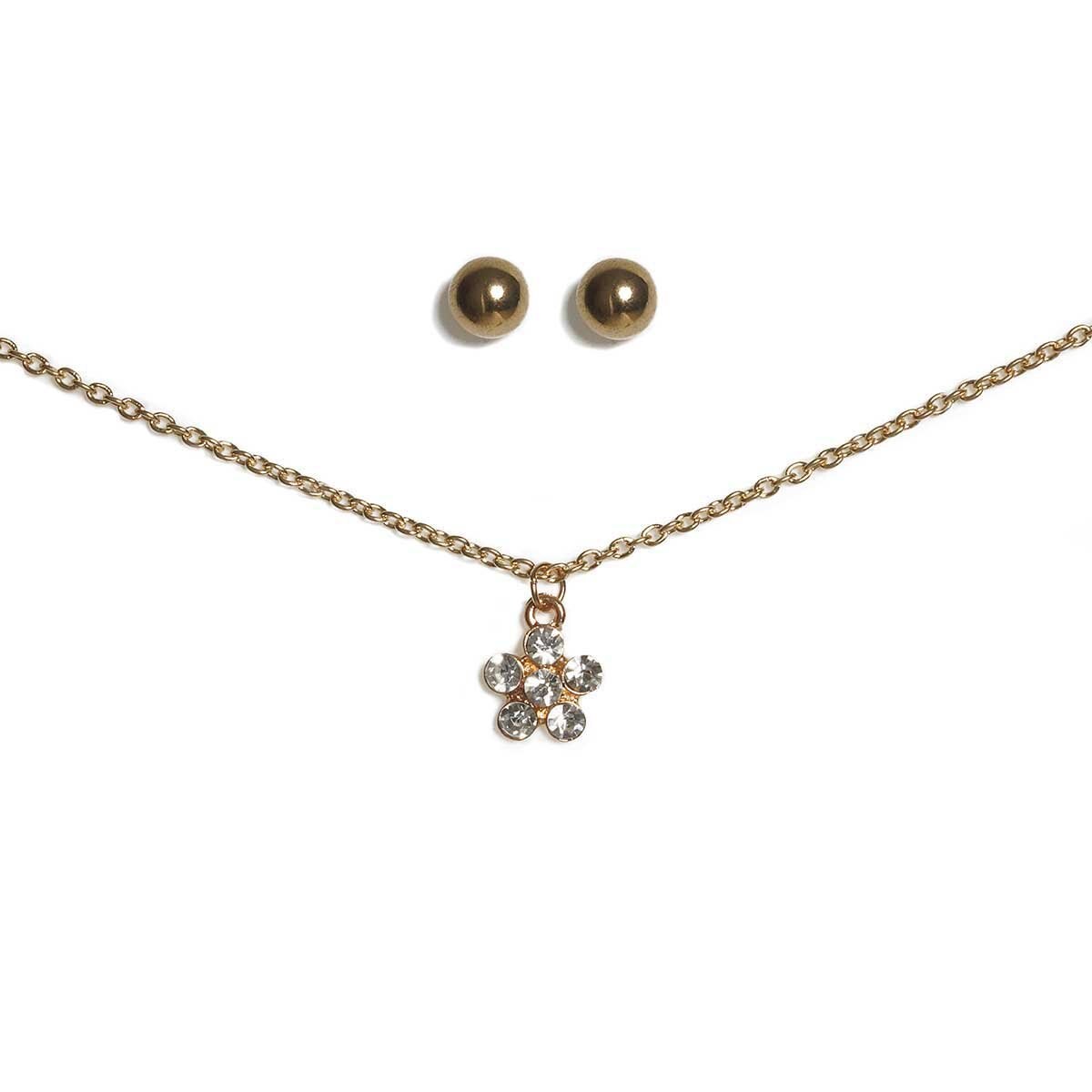 Set de Collar Y Aretes con Dije de Flor Wonder Charms