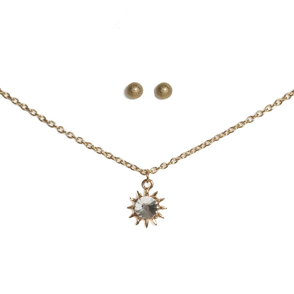 Set de Collar Y Aretes con Dije de Sol