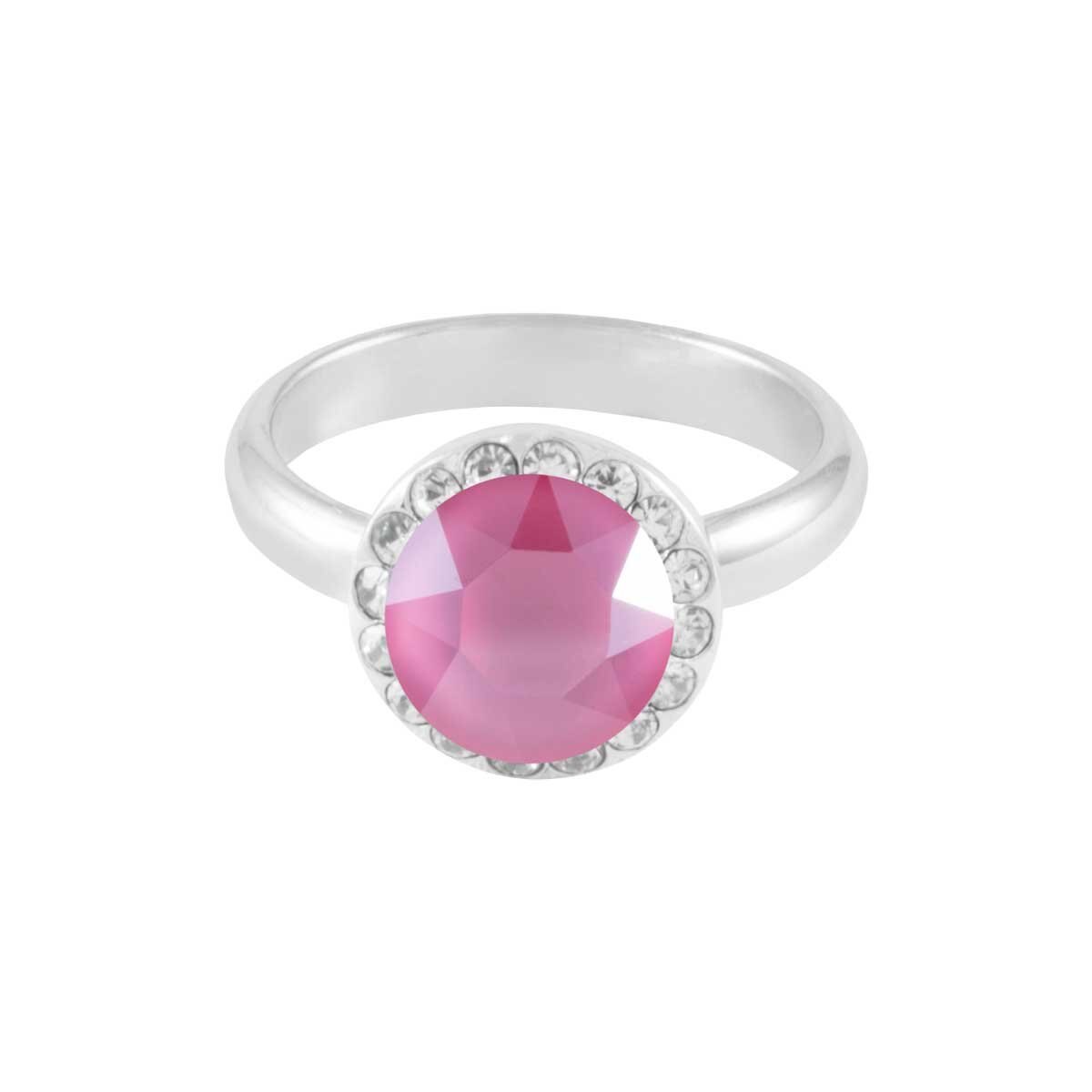Anillo Halo Rodio Cristal Rosa Swarovski Forever Crystals