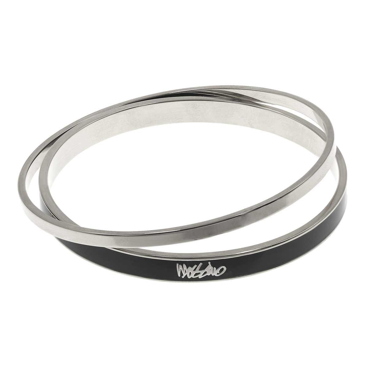 Pulseras Lisas con Esmalte en Color Negro y Logo Mossimo