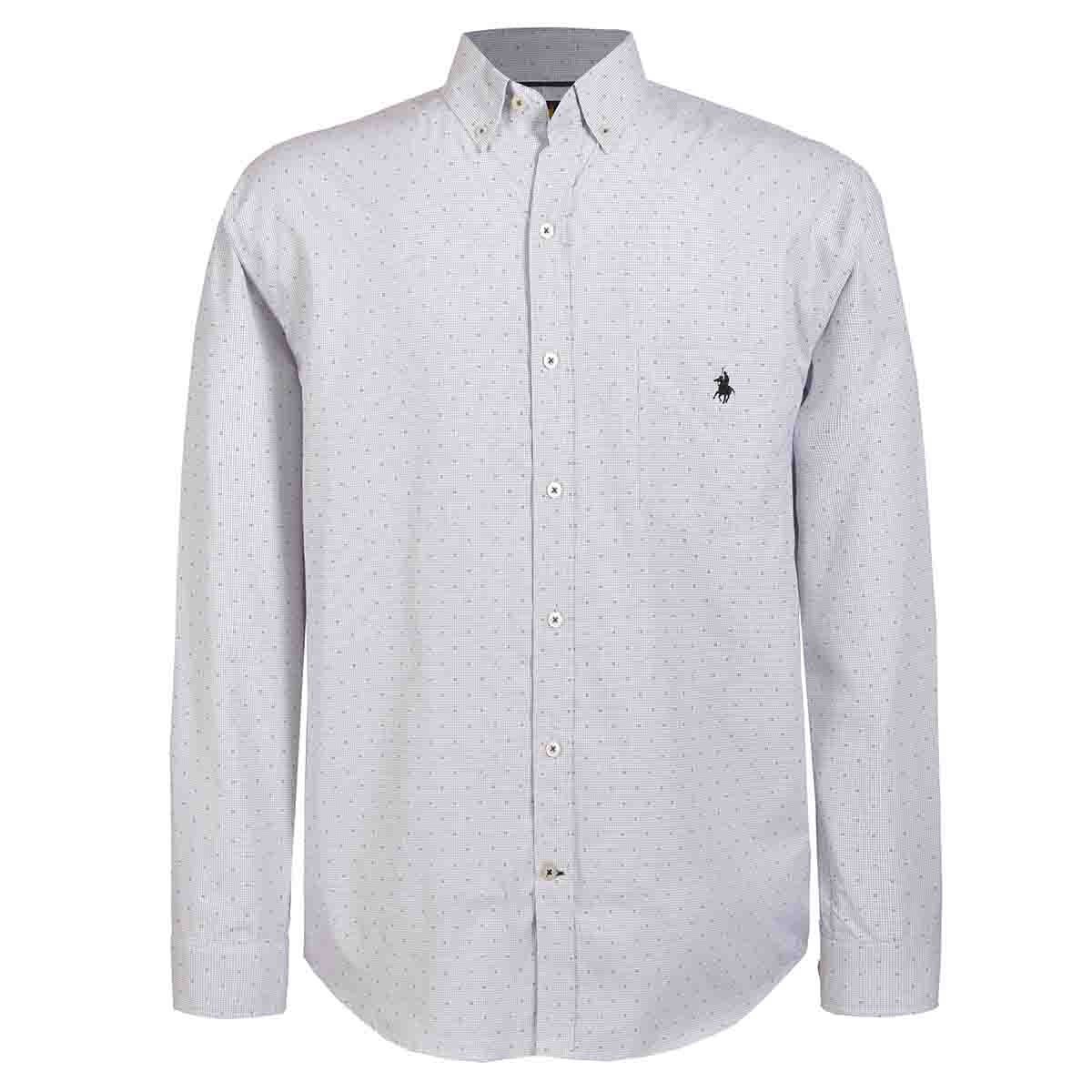 Camisa Manga Larga Color Blanco Combinado Polo Club