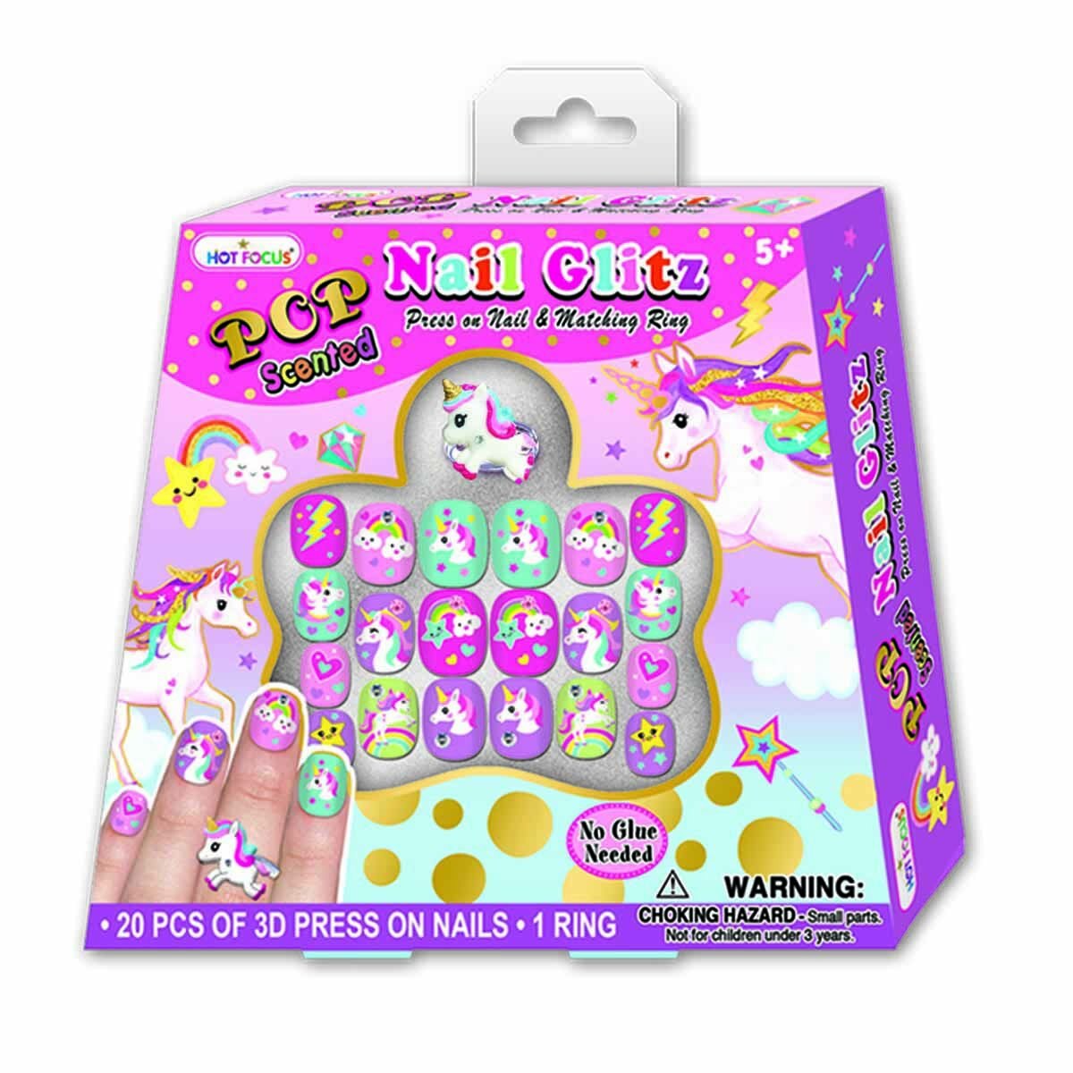 Set de Uñas Postizas con Anillos Hot Focus