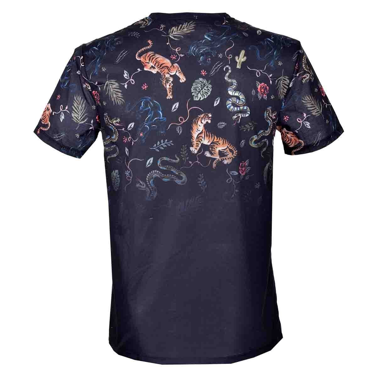 Playera Manga Corta Color Azul Combinado Fukka
