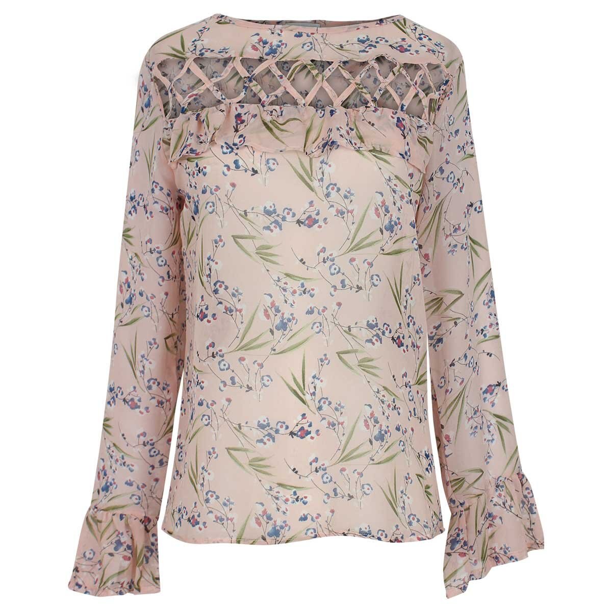 Blusa estampada manga larga escote redondo city femme - Sears