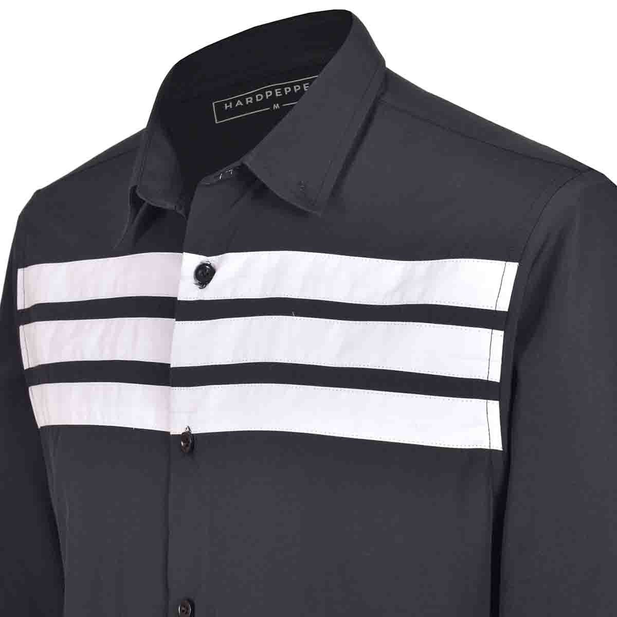 Camisa Juvenil Slim Fit Manga Larga Estampada Color Negro Hardpepper