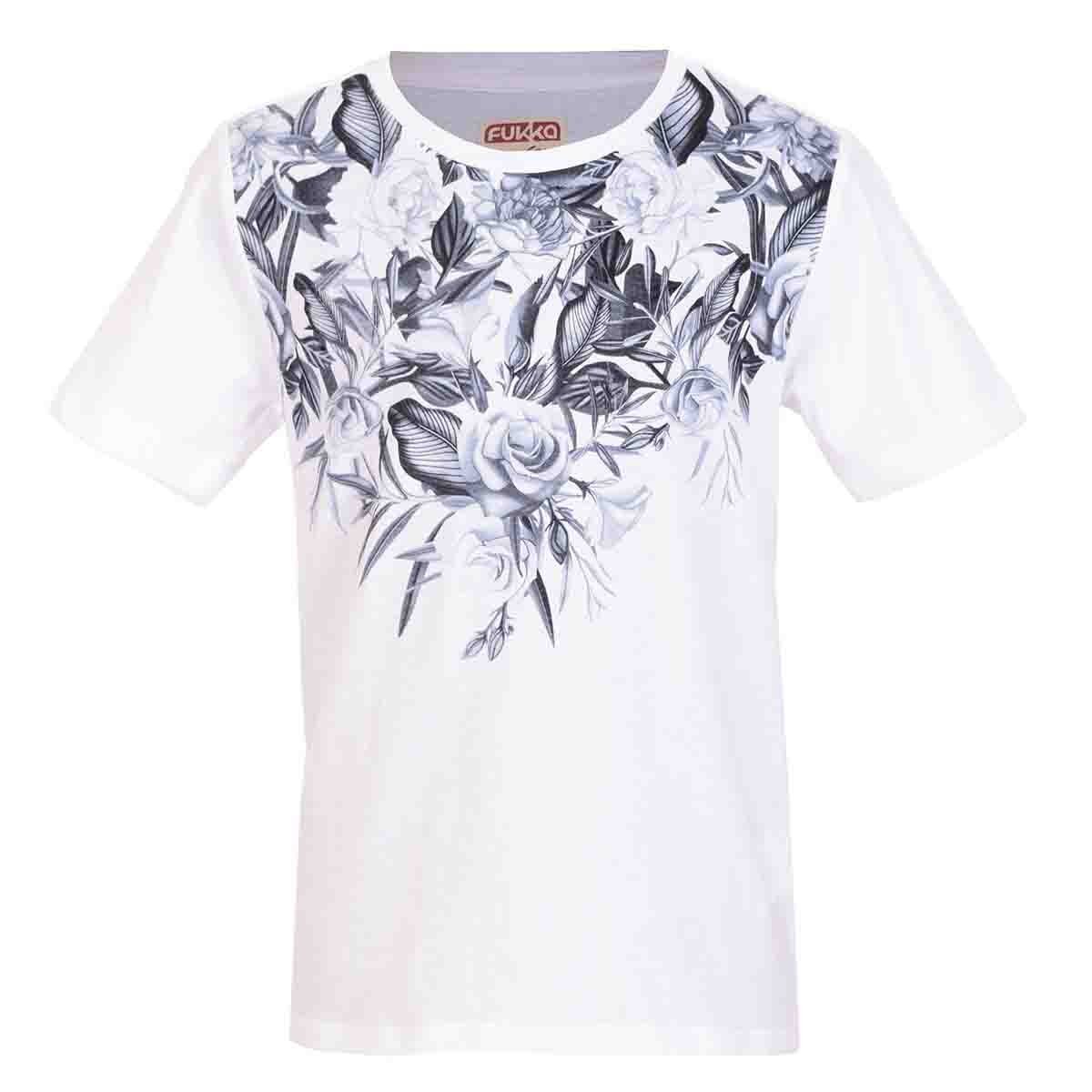 Playera Manga Corta Estampada con Flores Fukka para Niño