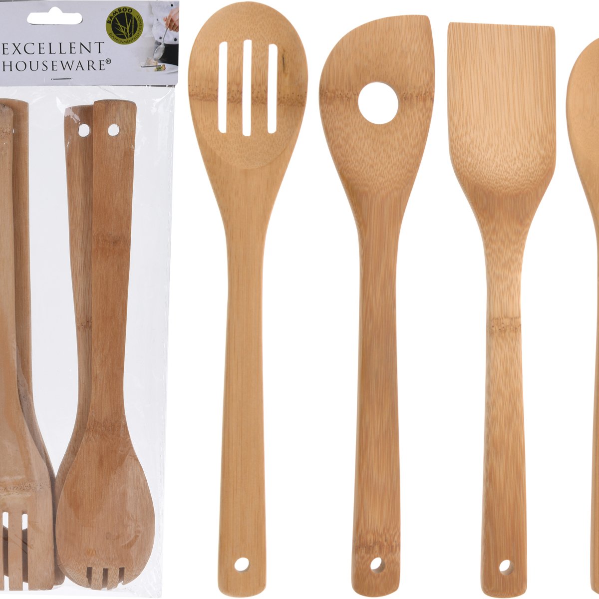Set de 4 Piezas de Utensilios de Bambú para Cocina Koopman