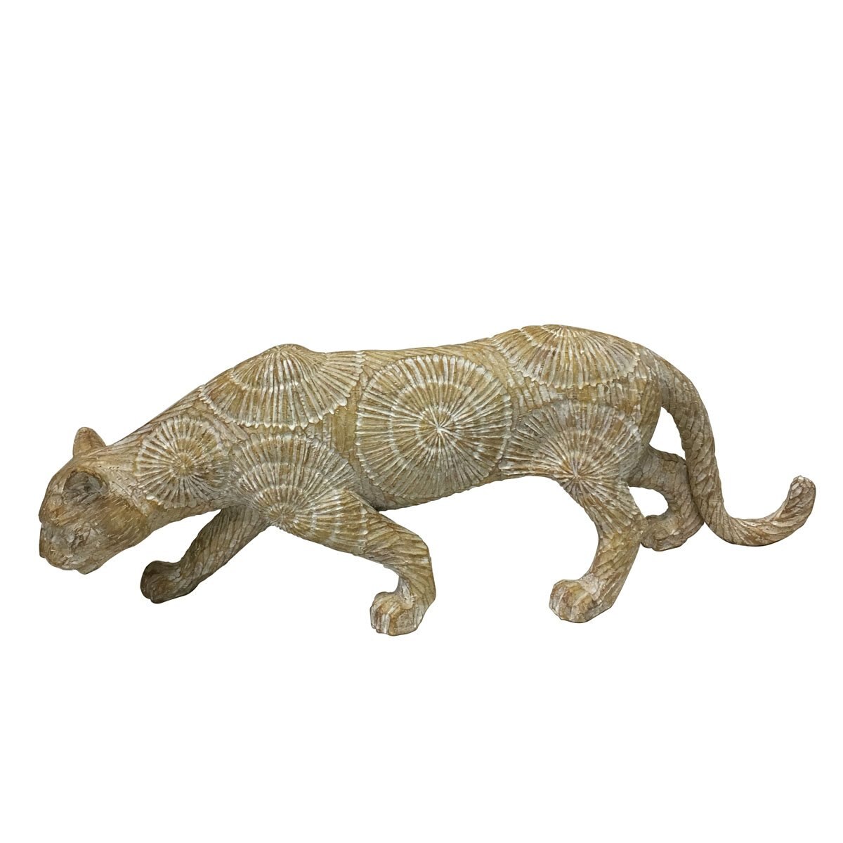 Figura Decorativa Leopardo Poliresina Madera Bailiyuan