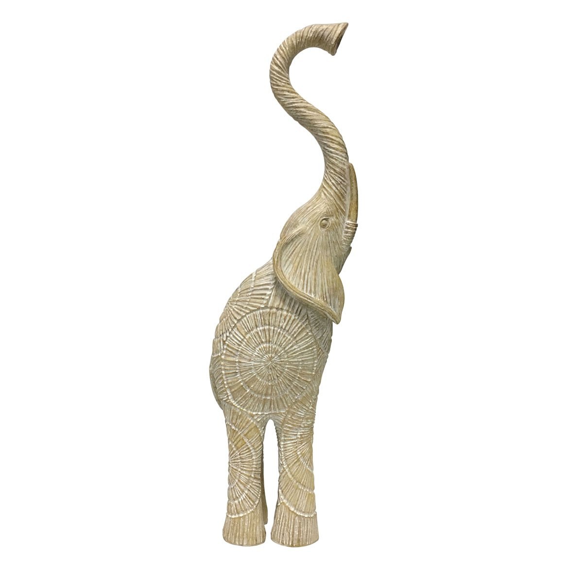 Figura Decorativa Elefante Delgado Poliresina Madera Bailiyuan