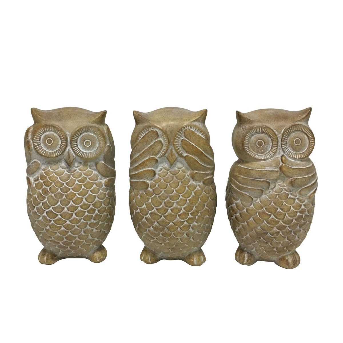 Figura Decorativa Búho Poliresina Madera Bailiyuan