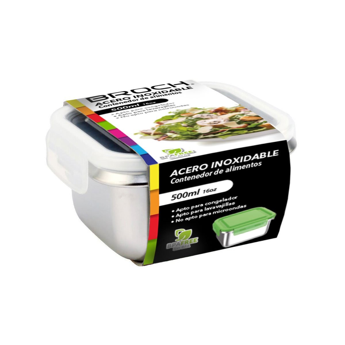 Contenedor Hermético 500 Ml Cuadrado Broch
