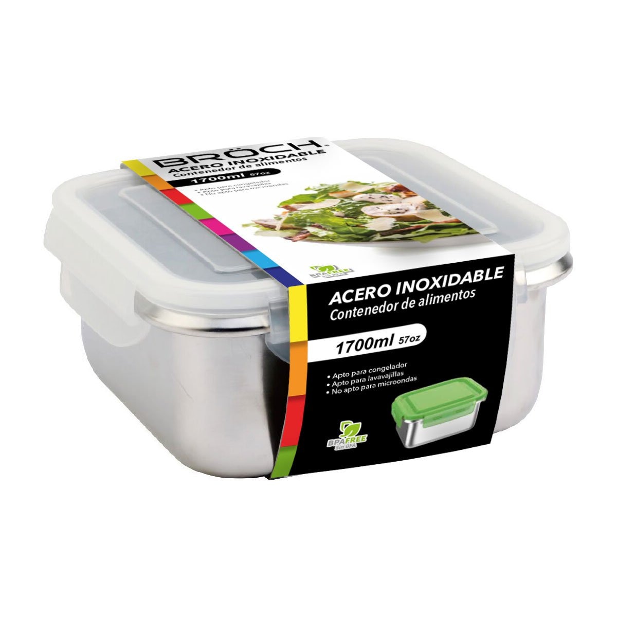 Contenedor Hermético 1700 Ml Cuadrado Broch