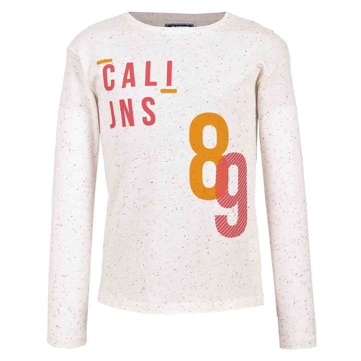 Playera Manga Larga Estampada Color Hueso Jeanious