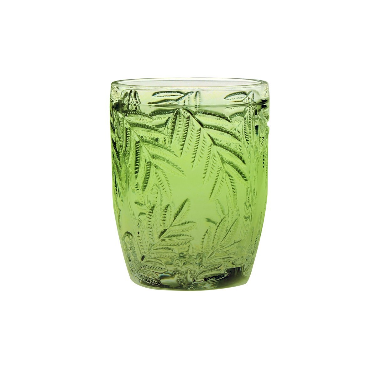 Vaso Pequeño Verde Transparente con Decorado de Hoja