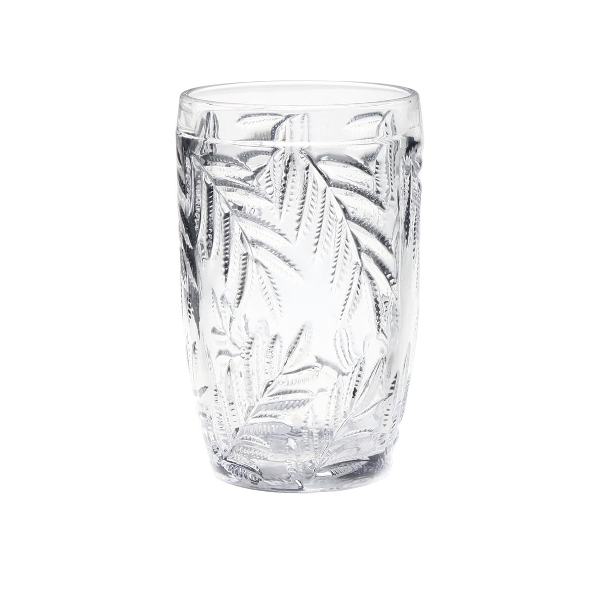 Vaso Transparente con Decorado de Hoja
