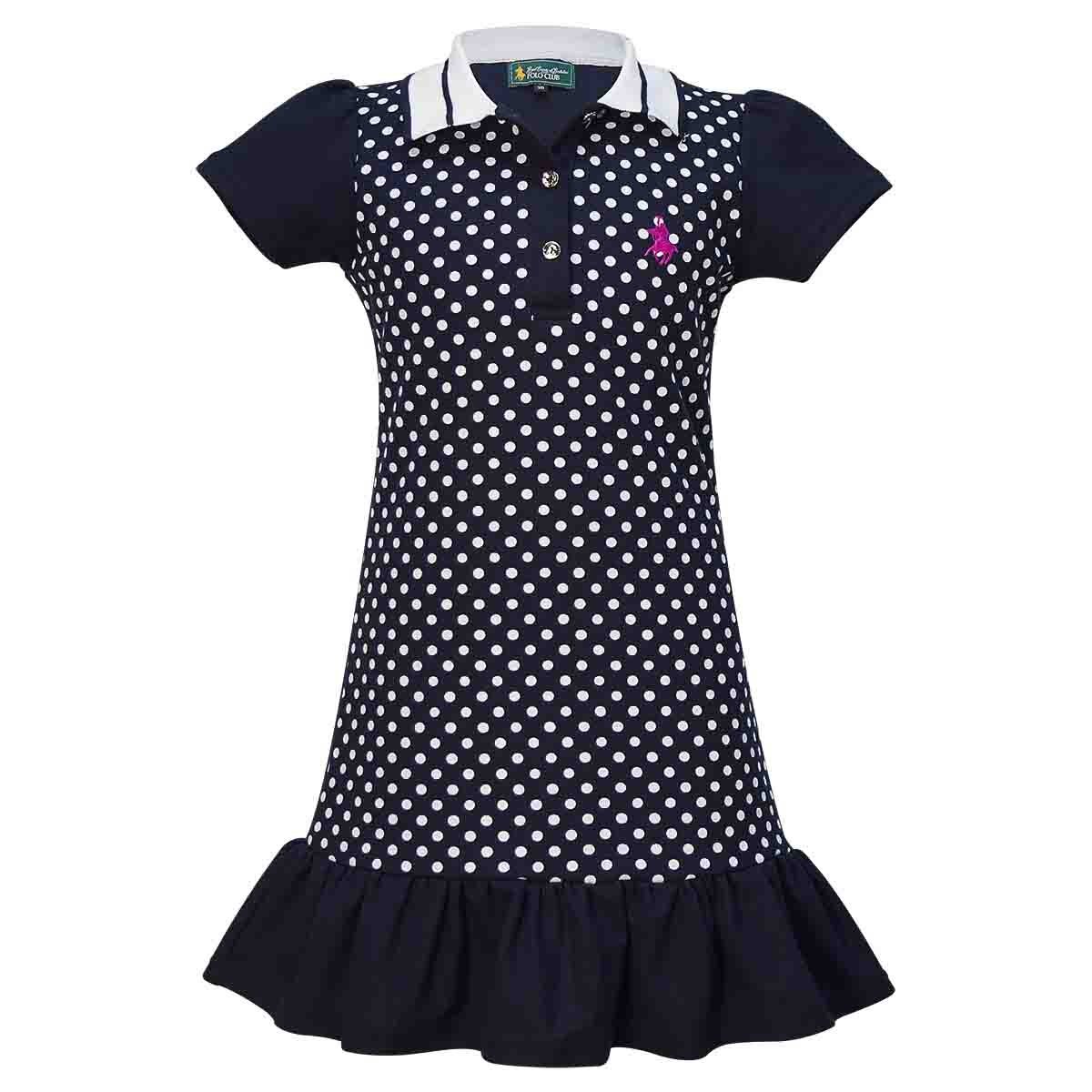 Vestido con Olan en Falda Color Azul Combinado Royal Polo Club