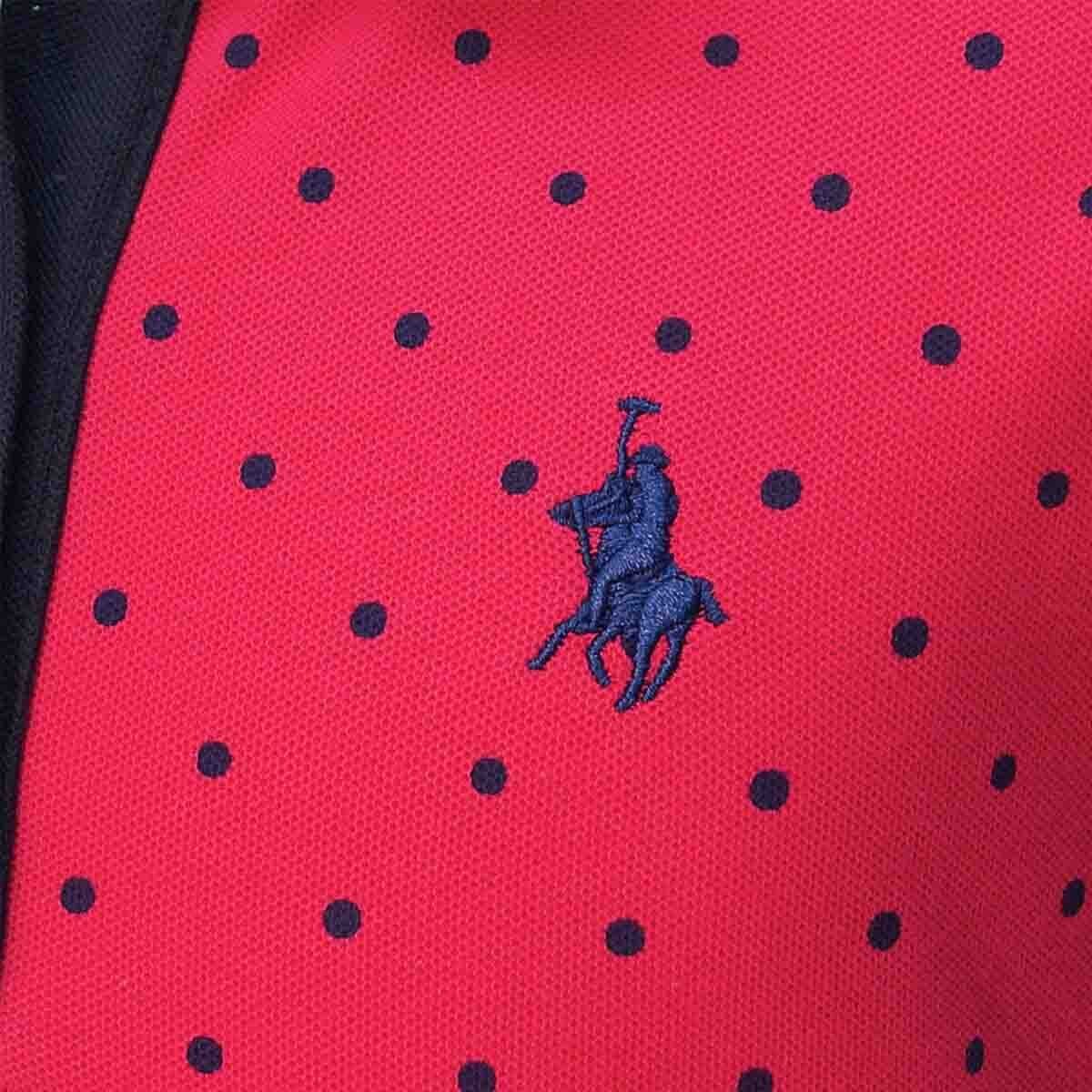 Playera con Tipo Polo con Olan en Mangas Color Rosa Obscuro Royal Polo Club