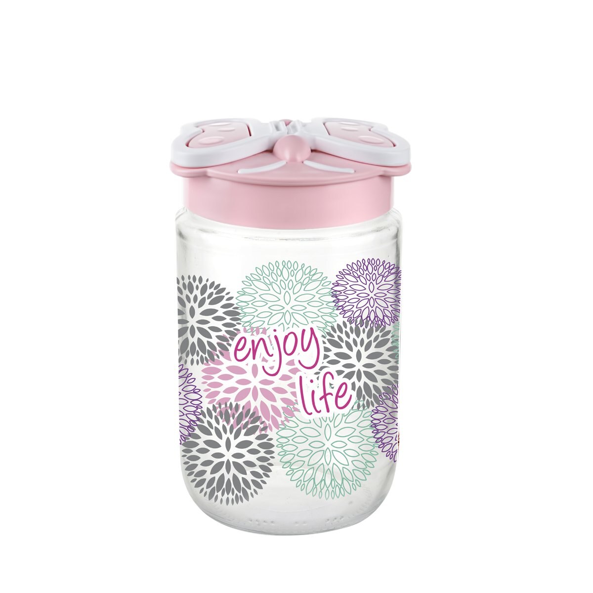 Frasco Alto con Tapa Decorado Mariposa 660 Ml Titiz