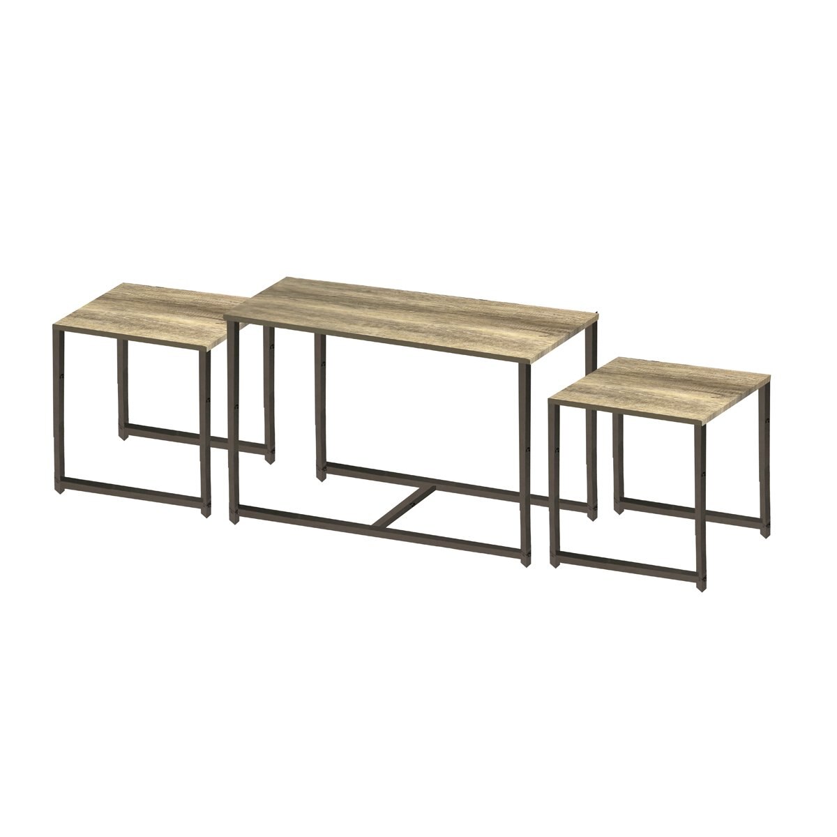 Home Nature Set de 3 Mesas de Centro Melamina Rectangulares