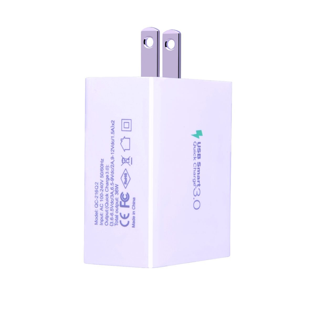 Cargador de Pared Doble Puerto Usb 3.0 Blanco Geartek