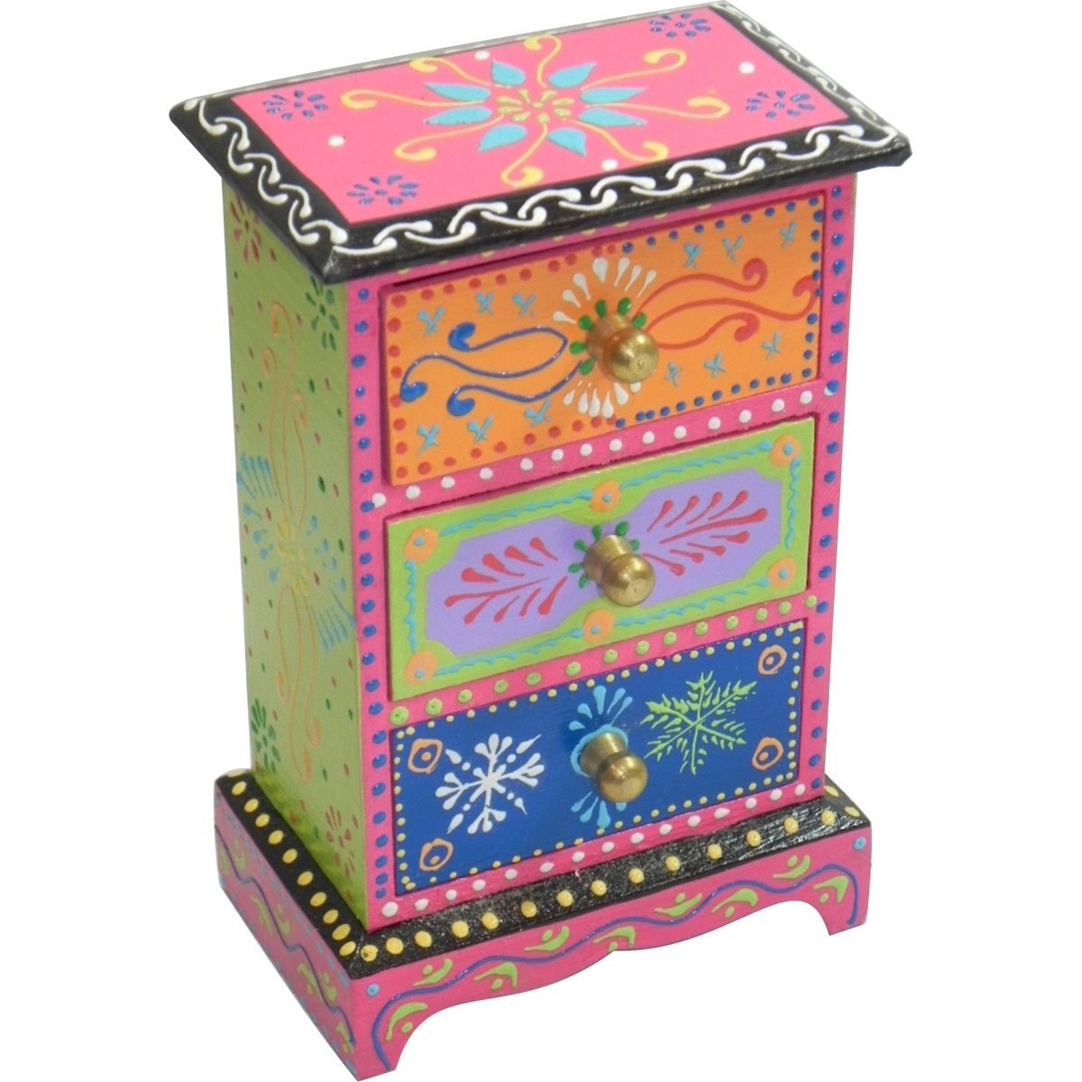 Caja de Madera de Colores con 3 Cajones 2.4X4X6.2