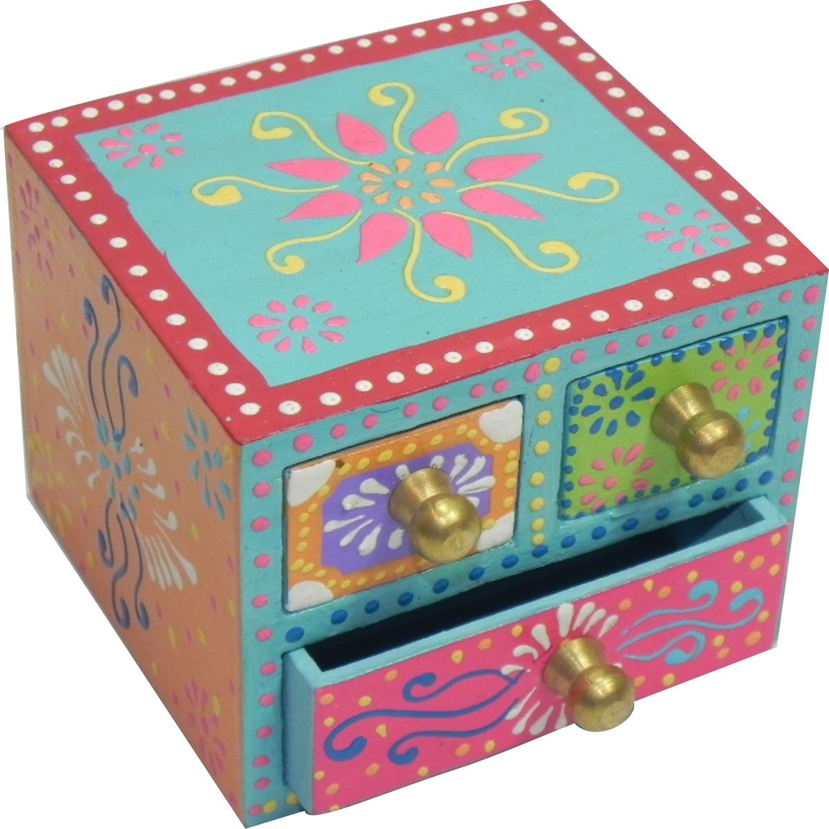 Caja de Madera de Colores con 3 Cajones 3.2X3X2.4