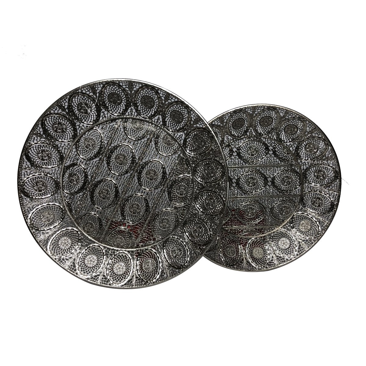 Home Nature Set de 2 Charolas Redondas de Metal Estilo Clásico