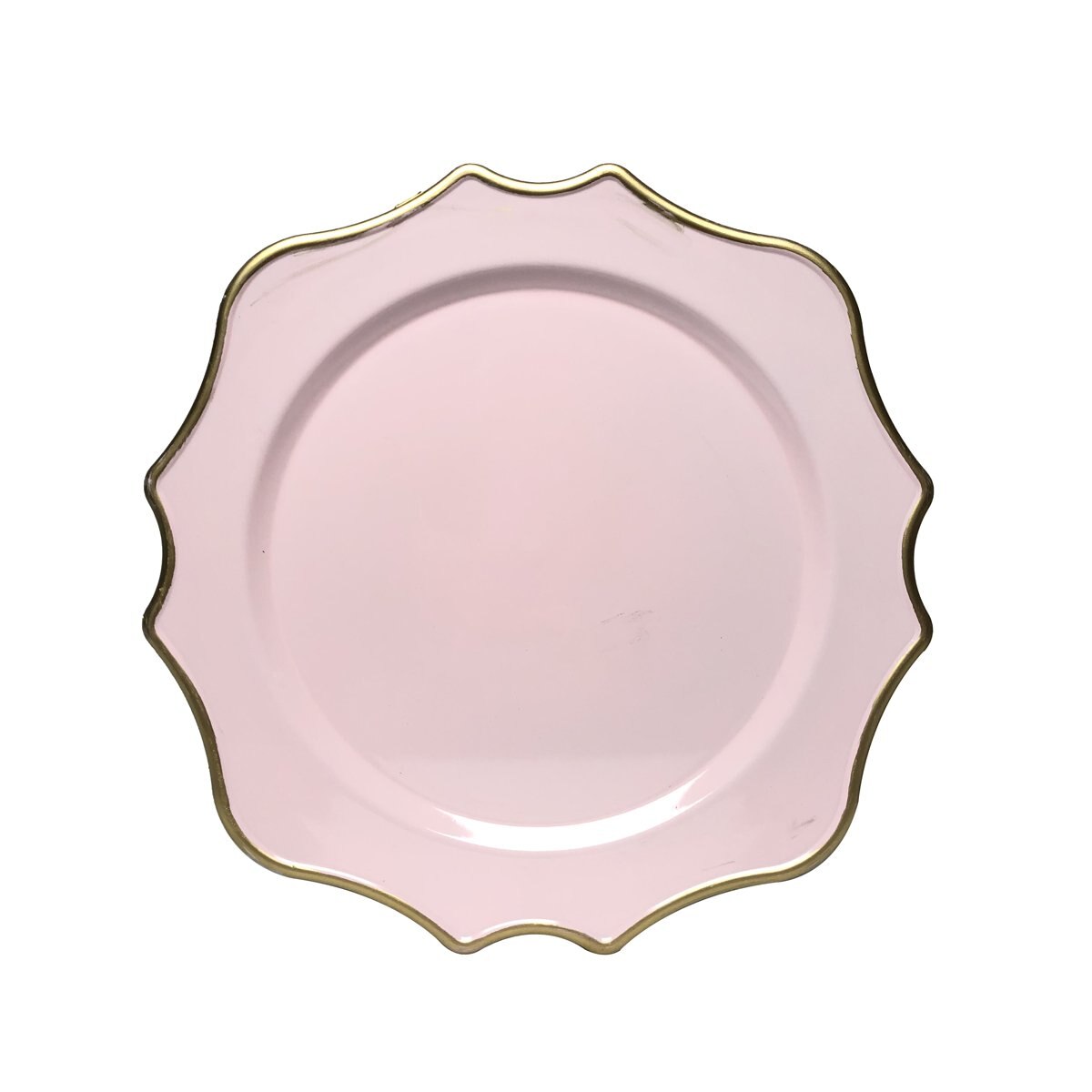 Plato Decorativo Clásico Rosa con Bordes Dorados 33*33*2 Cm Home Nature
