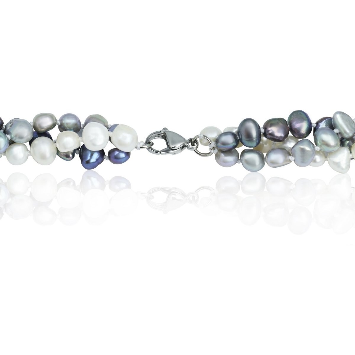 Brazalete con 3 Hilos de Perlas Semiredondas Sidney