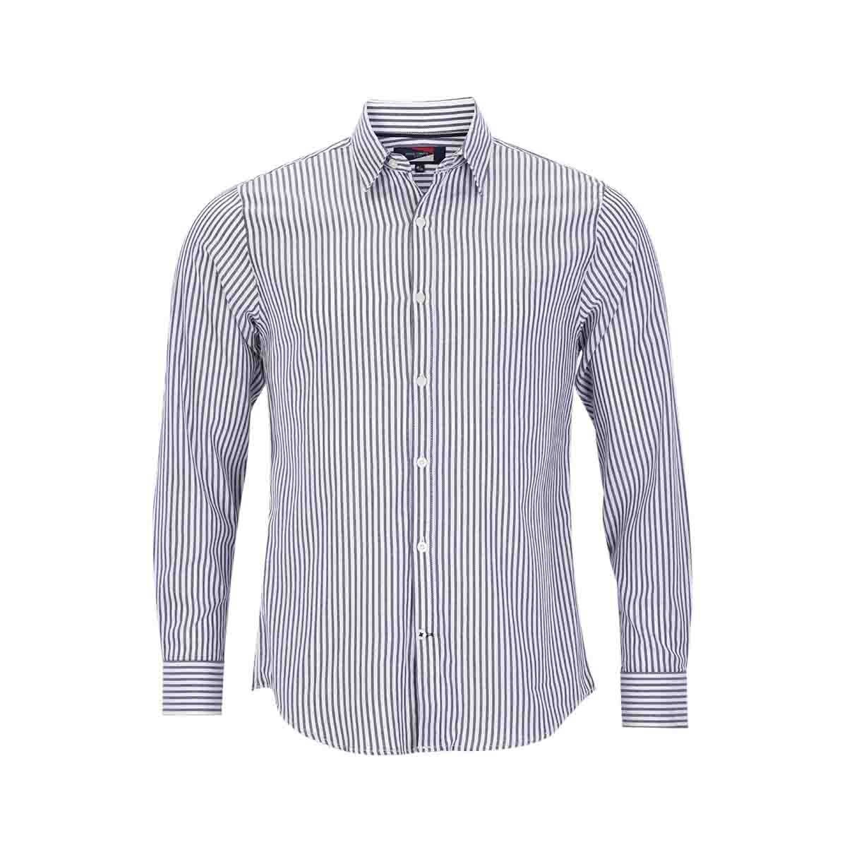 Camisa Manga Larga Casual a Rayas Color Negro Carlo Corinto