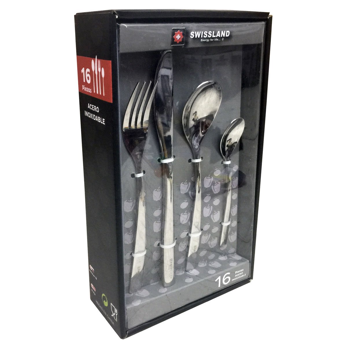 Set de 16 Cubiertos Acero Inoxidable Swissland