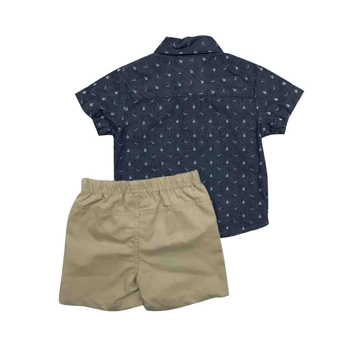 Conjunto Camisa Marino Estampada y Short Cafe Coccolato