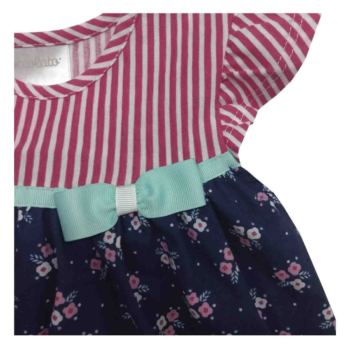 Vestido Rayas con Estampado Floral Coccolato