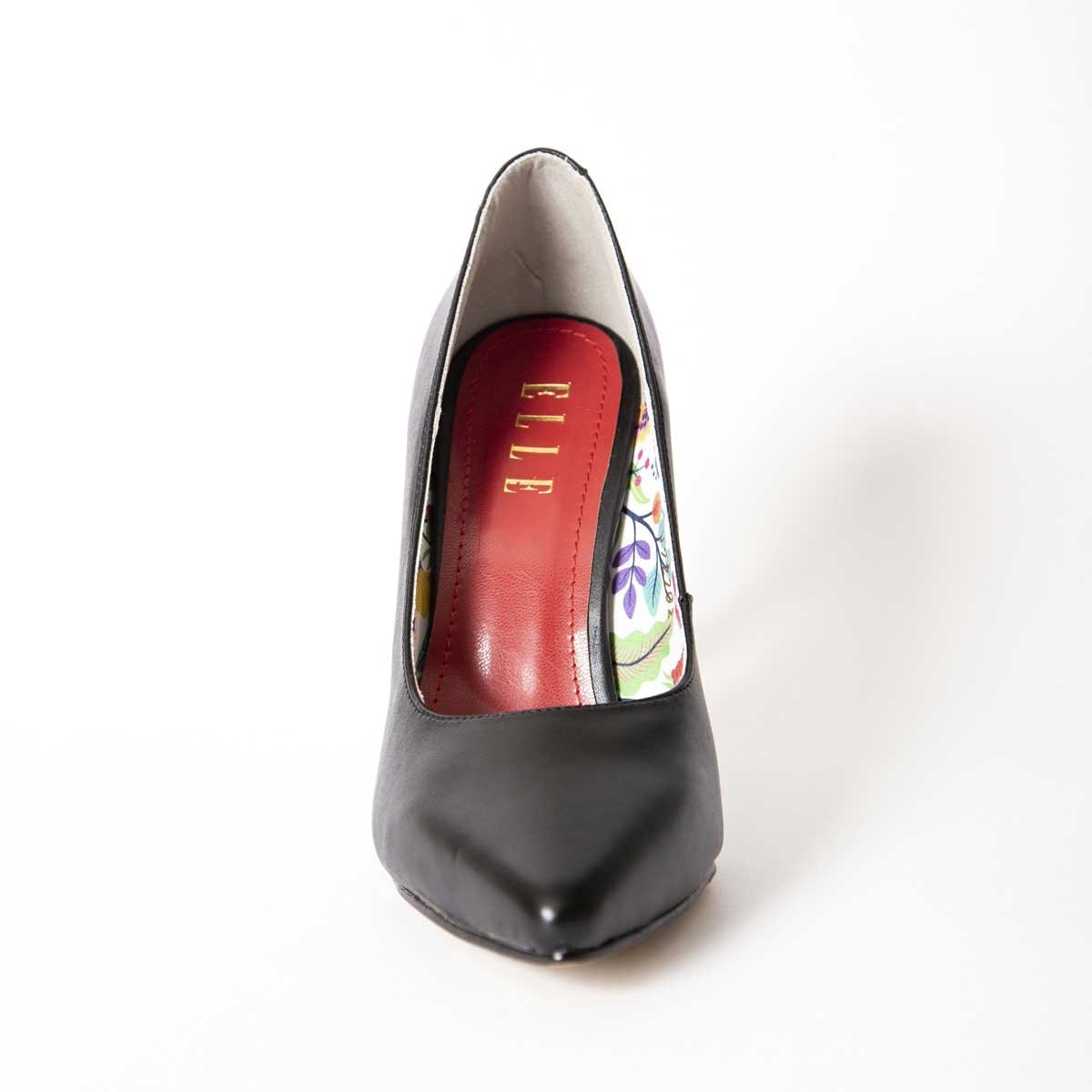 Zapatilla Negra Puntal con Placa en Tacón Elle 1922Ng
