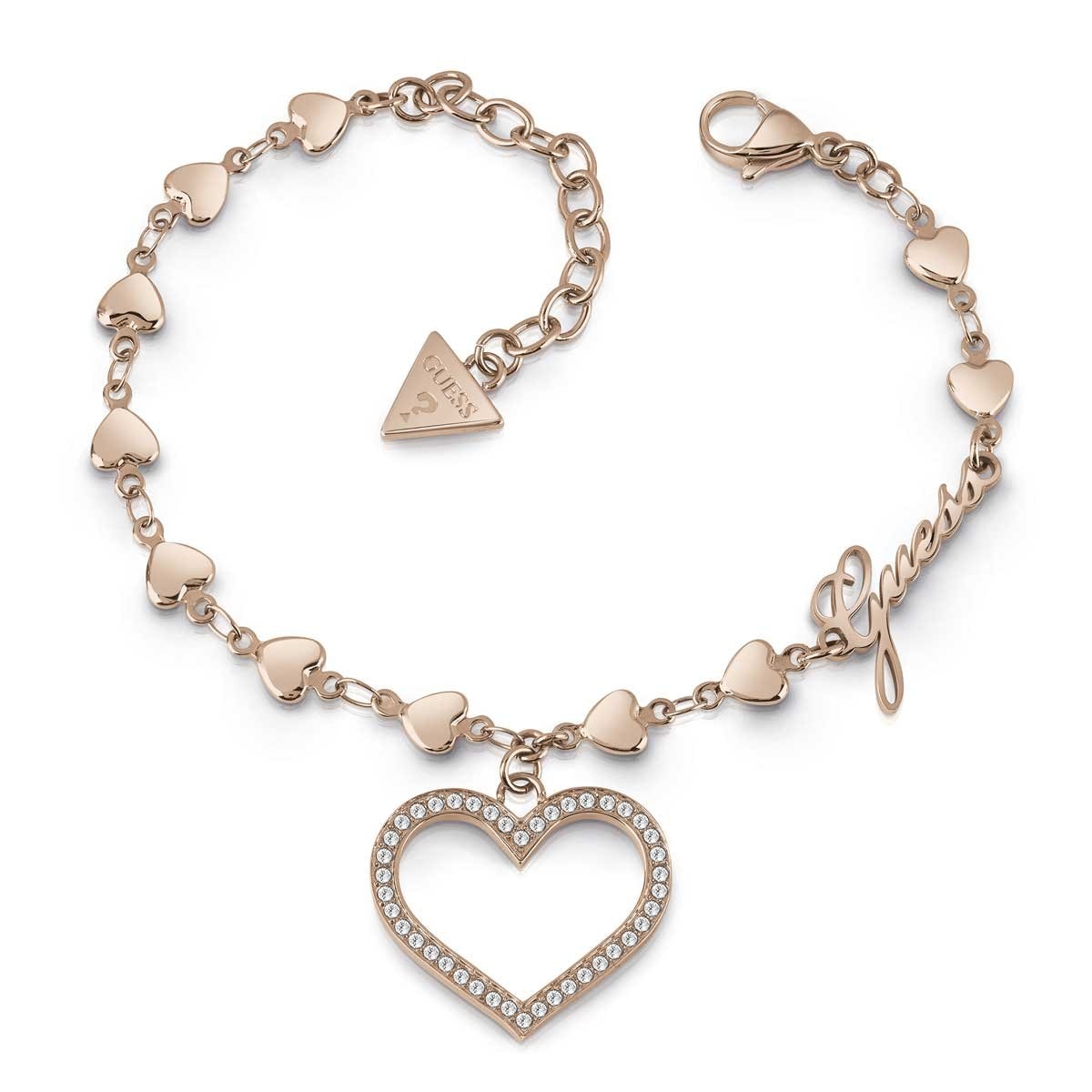 Pulsera Rosa de Corazón Guess