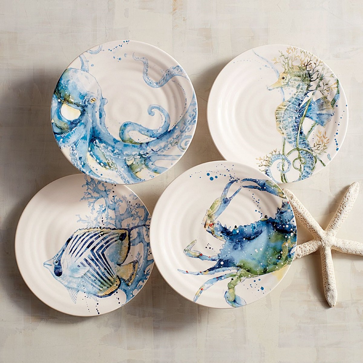 Platos para Ensalada Sea Life Pier 1 Imports - 4 Piezas