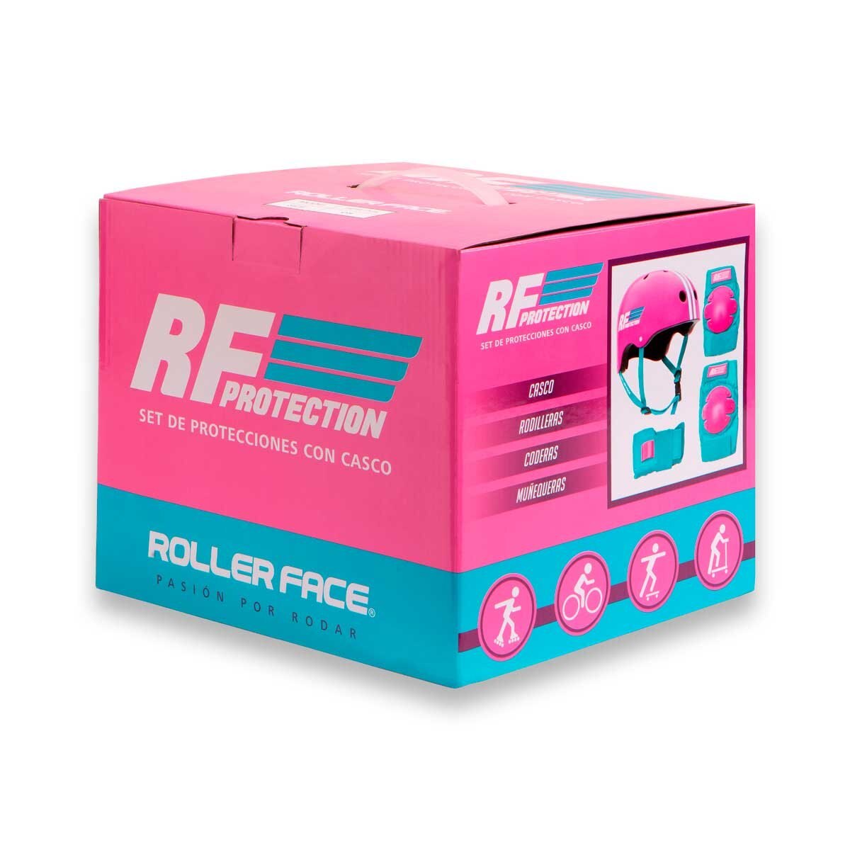 Set Casco Y Protectores Rosa Rollerface Dama - Mediano
