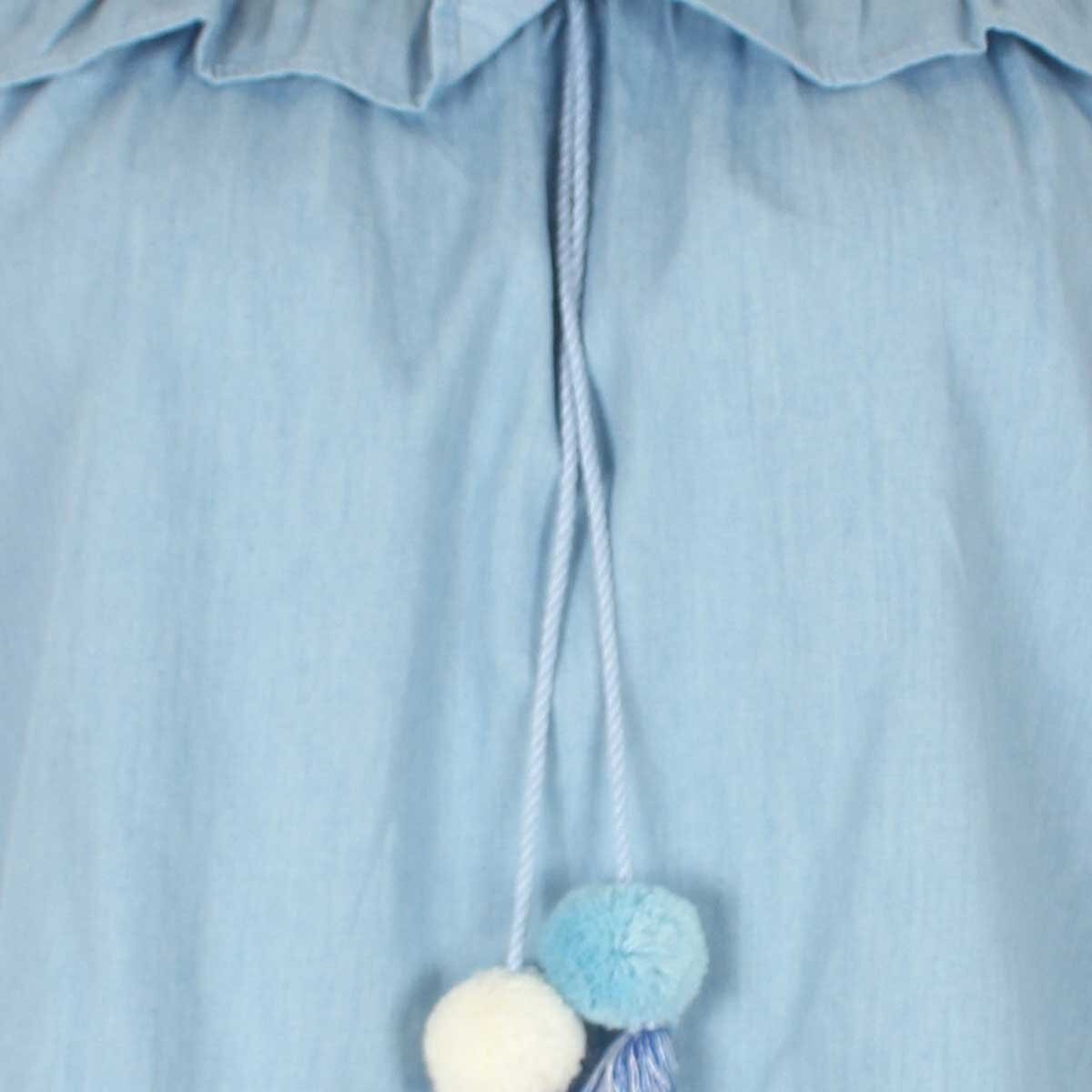 Blusa Manga Amplia Lisa con Pompones Just By Basel