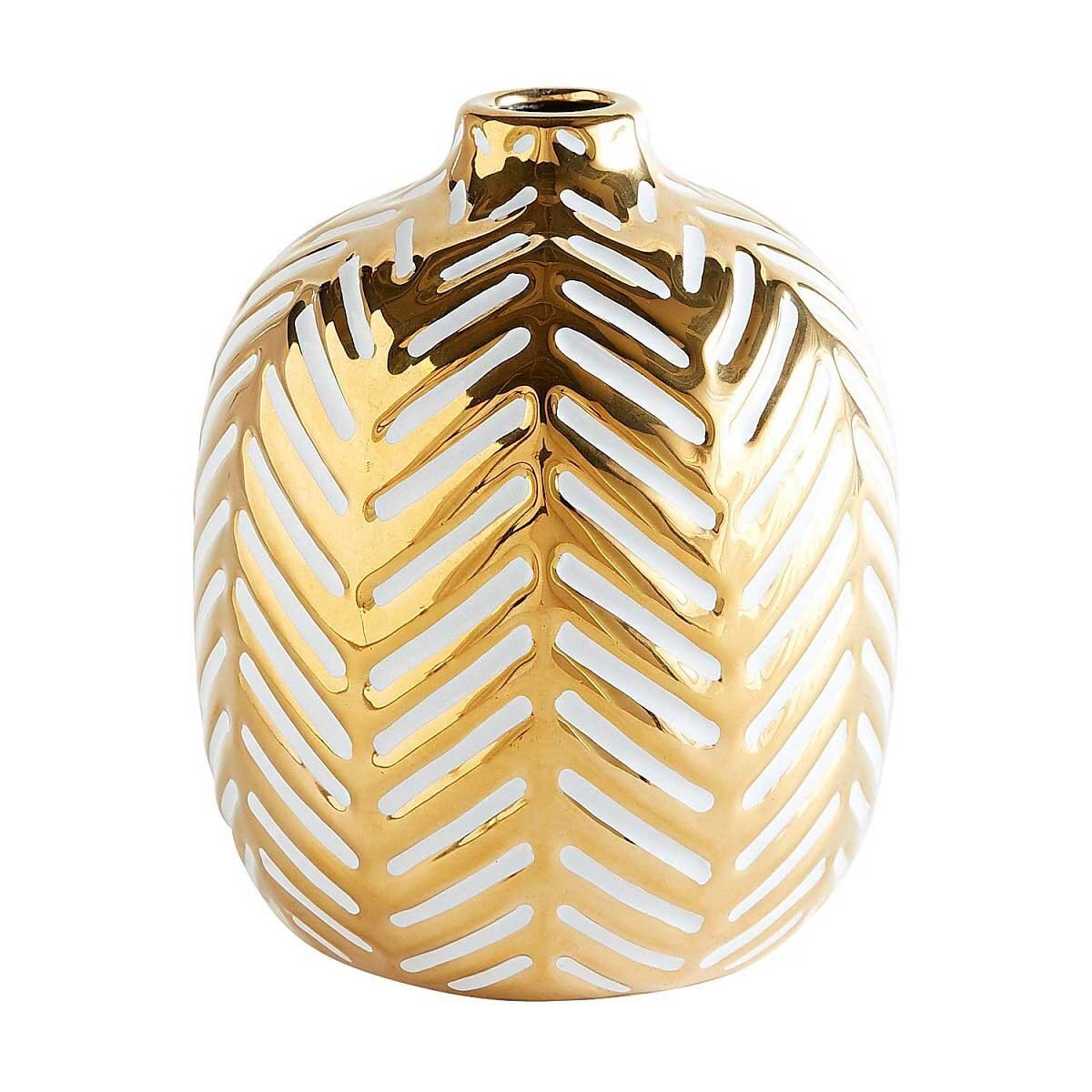 Vasija Gold And White Round - Pier 1 Imports