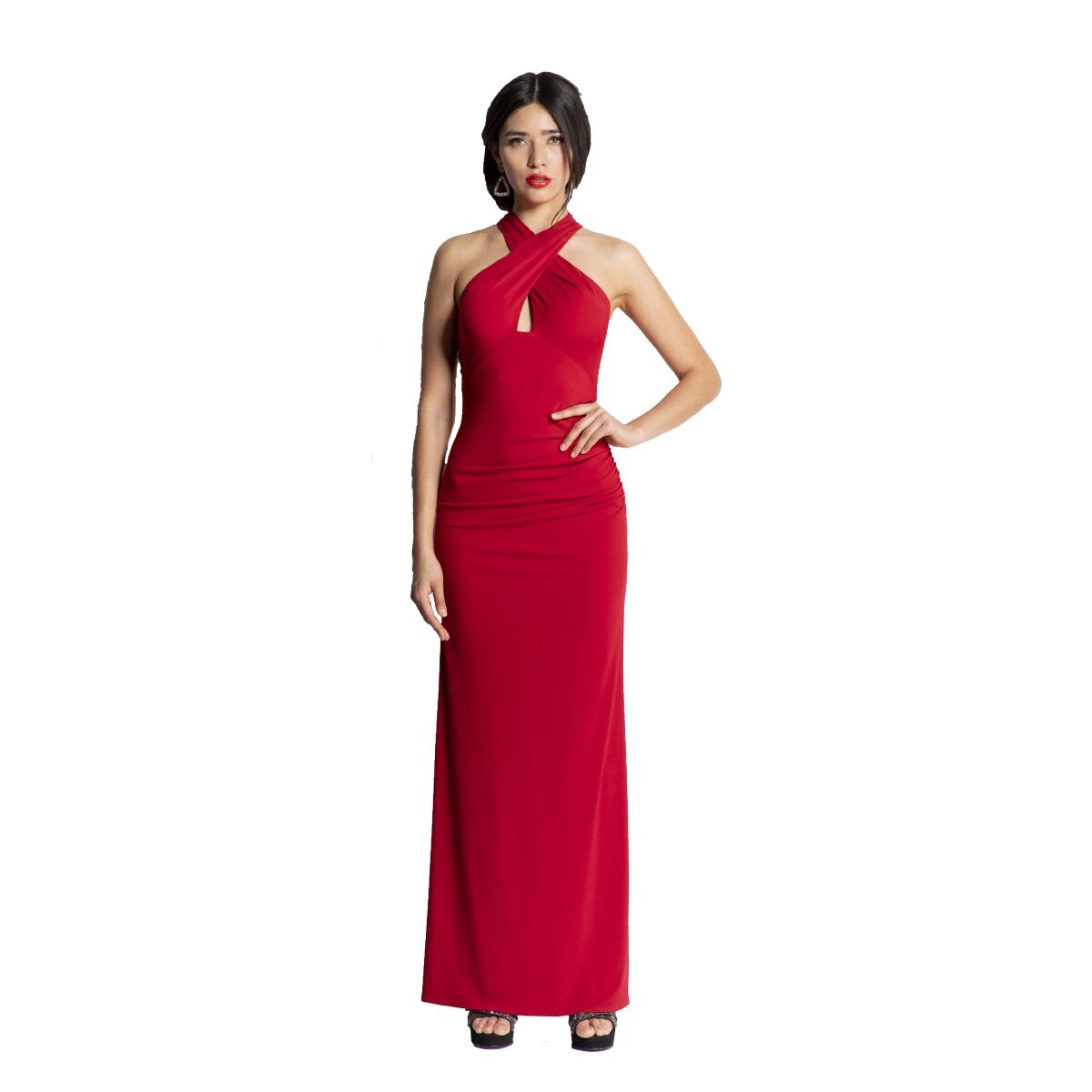 Vestido de Fiesta Largo Drapeado Tipo Halter Noshe