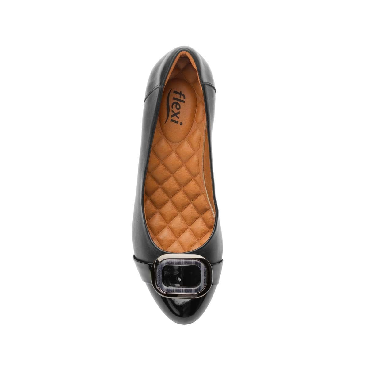 Zapatilla Tacón Grueso Negro Flexi